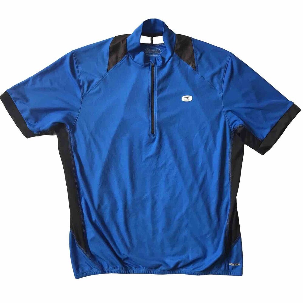 Sugoi Cycling Jersey Mens L Blue Black 1/4 Zip Short Sleeve Road Biking Downhill